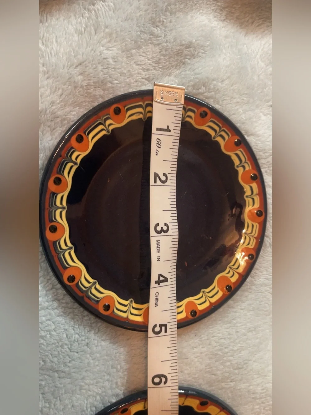 Vintage Bulgarian Troyan Pottery Coffee Set 3 Cups Saucers Drip Glaze Folk Art